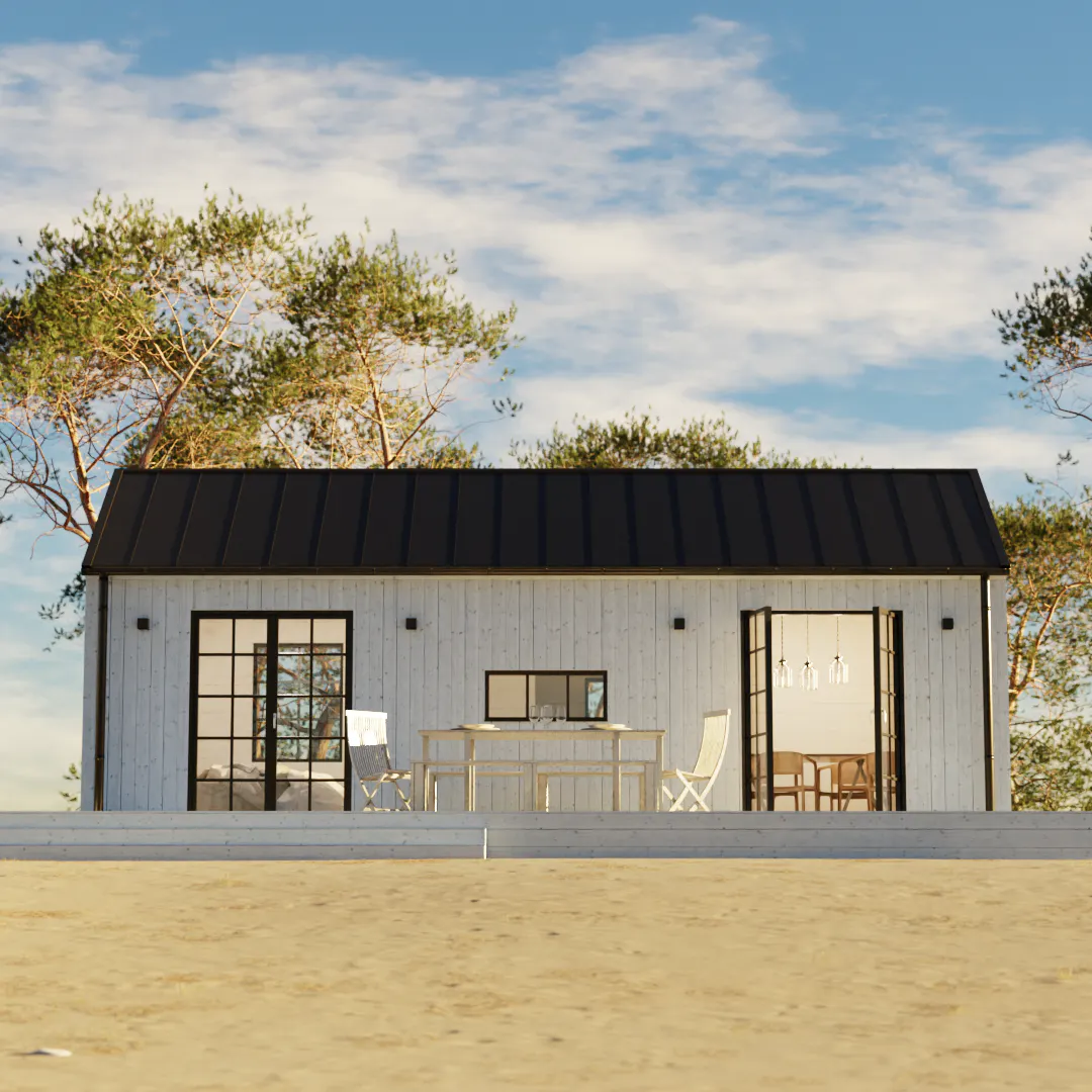 Vivesholm attefallshus silvergrå fasad