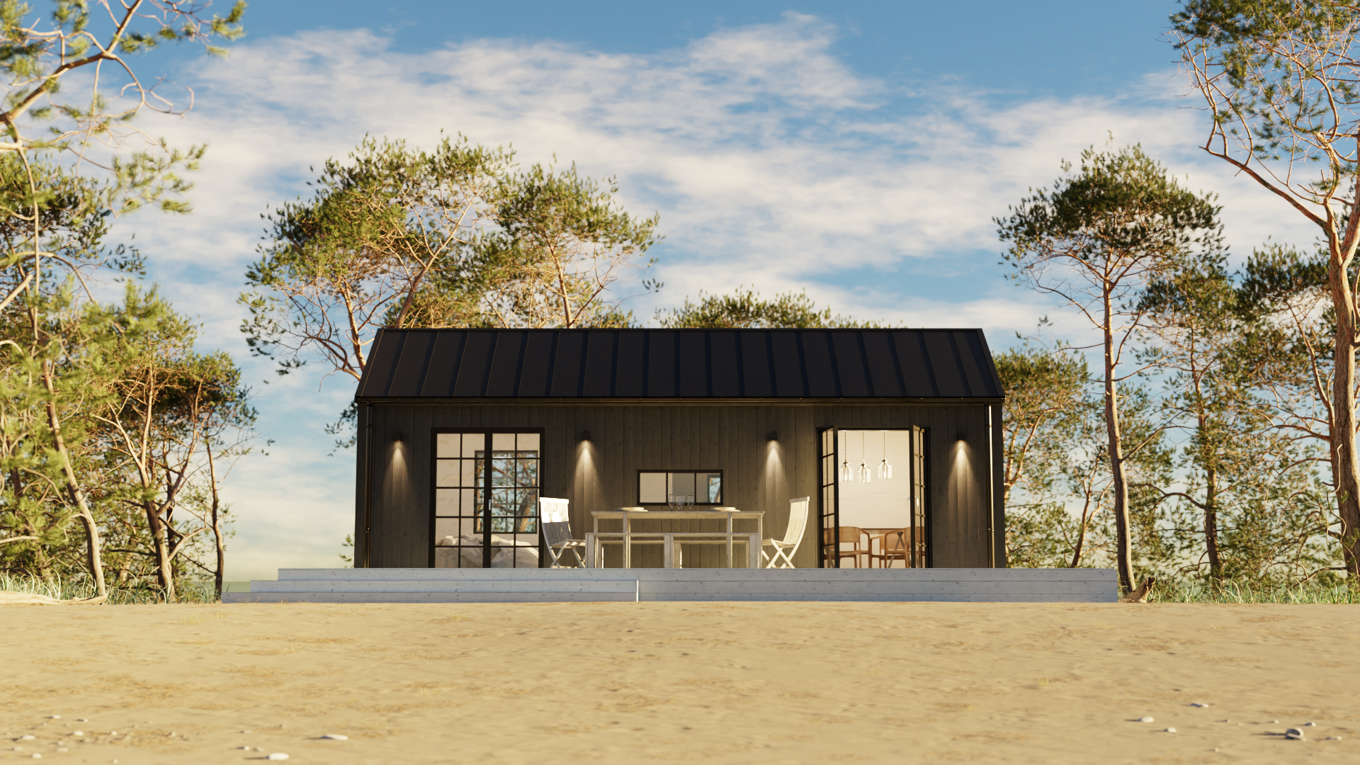 Vivesholm attefallshus svart fasad