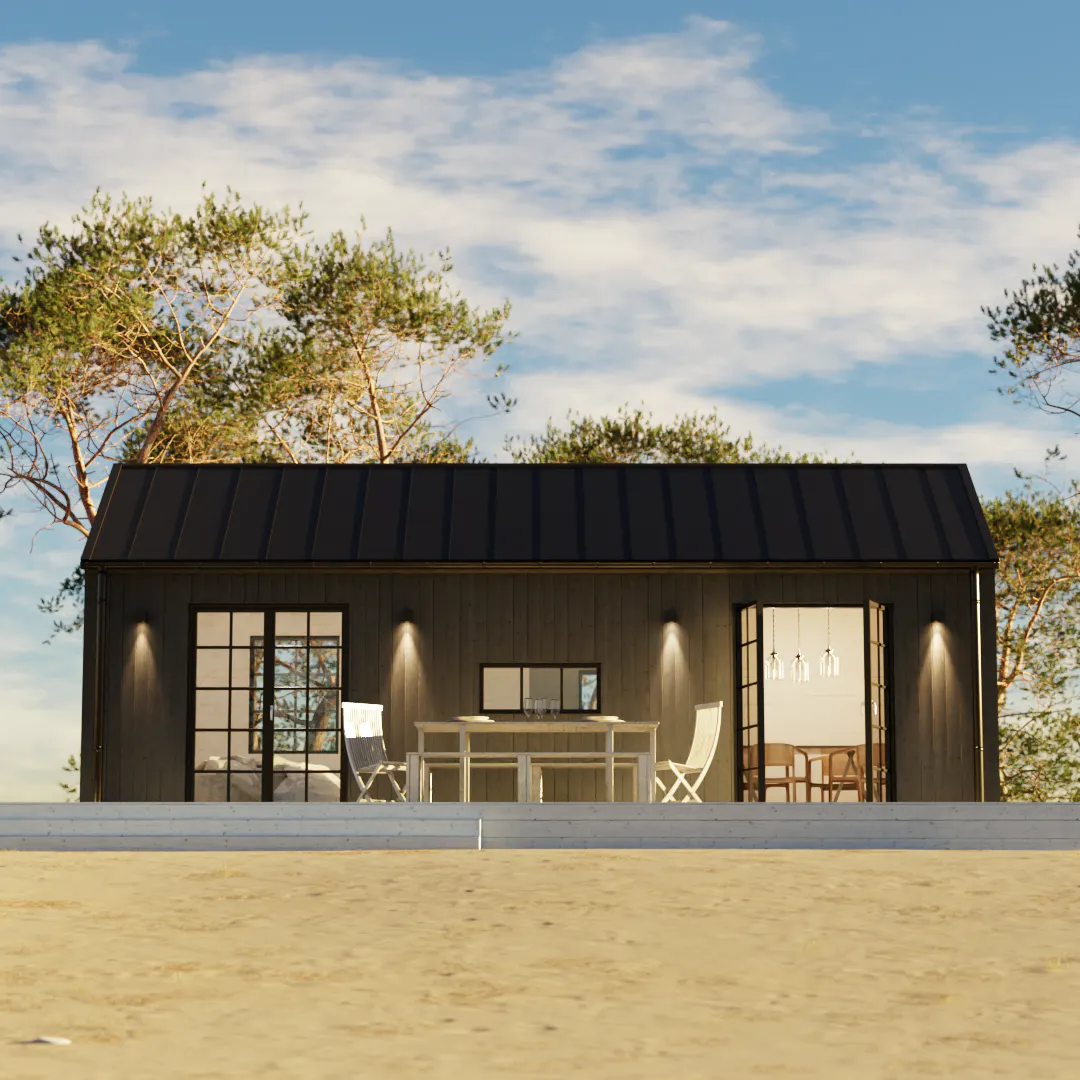 Vivesholm attefallshus svart fasad