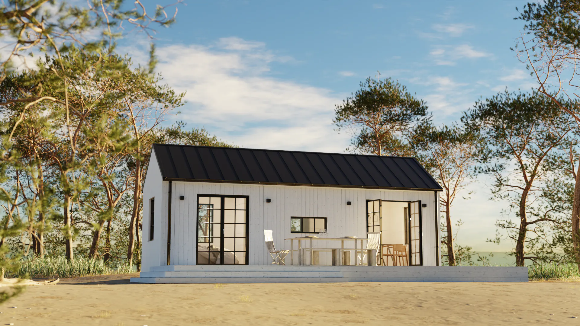 Sandahus Gotland Vivesholm attefallshus silvergrå fasad