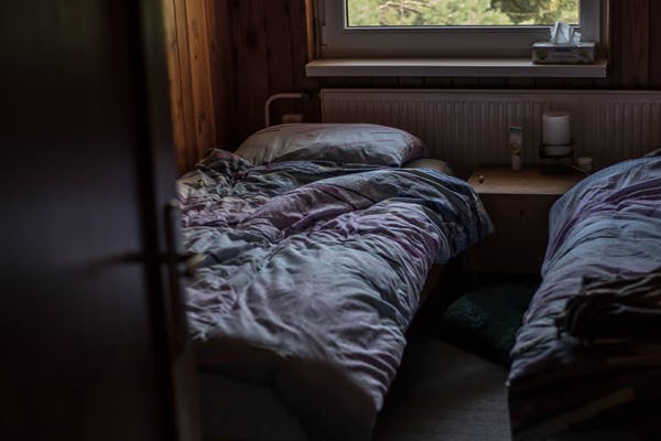 two empty beds