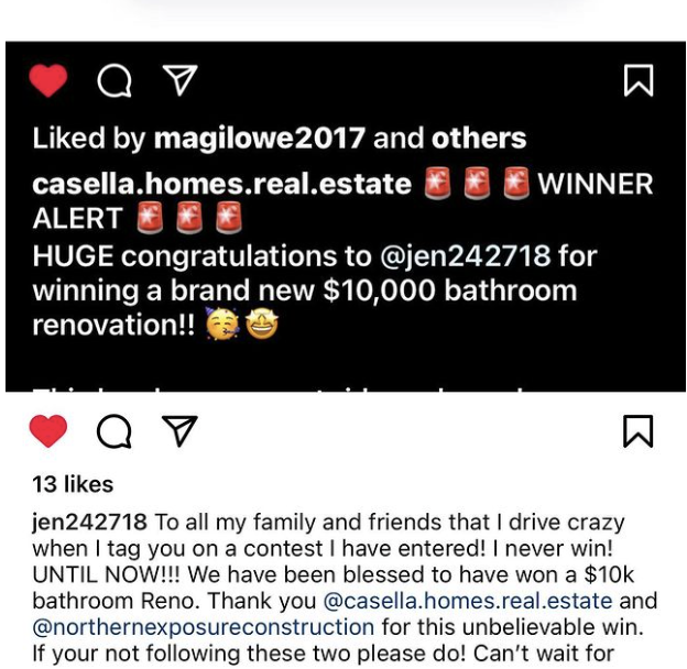 Winner of a $10,000 bathroom renovation! We can not wait to share this journey with you! Keep up with the story along the way here on our Instagram 🤩