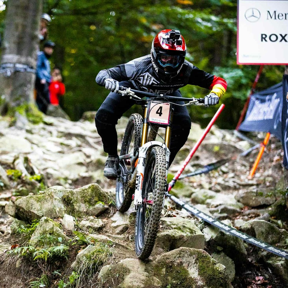 Riding through rocks at Maribor World Cup downhill race
