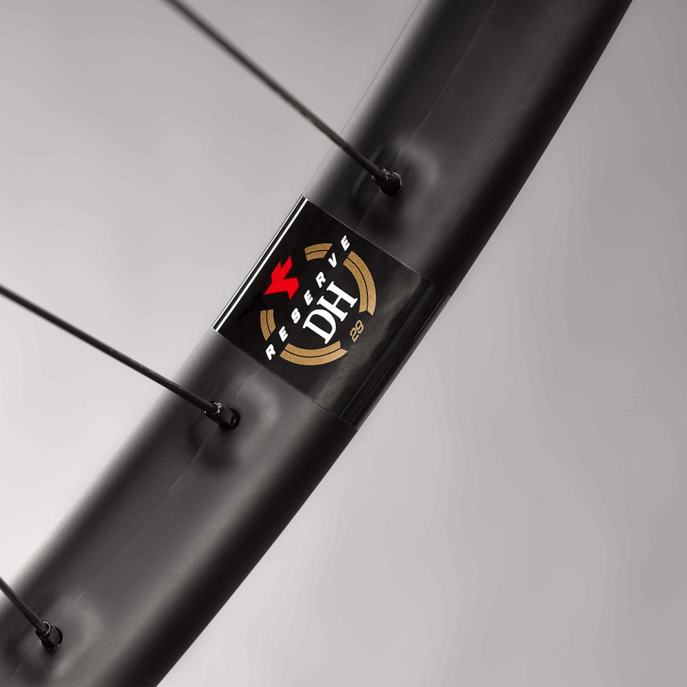 Reserve logo on carbon rim