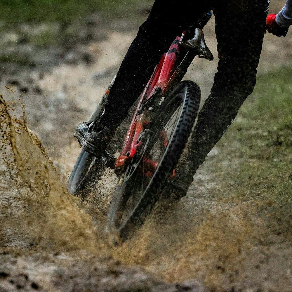 Riding through a mud puddle on the V10