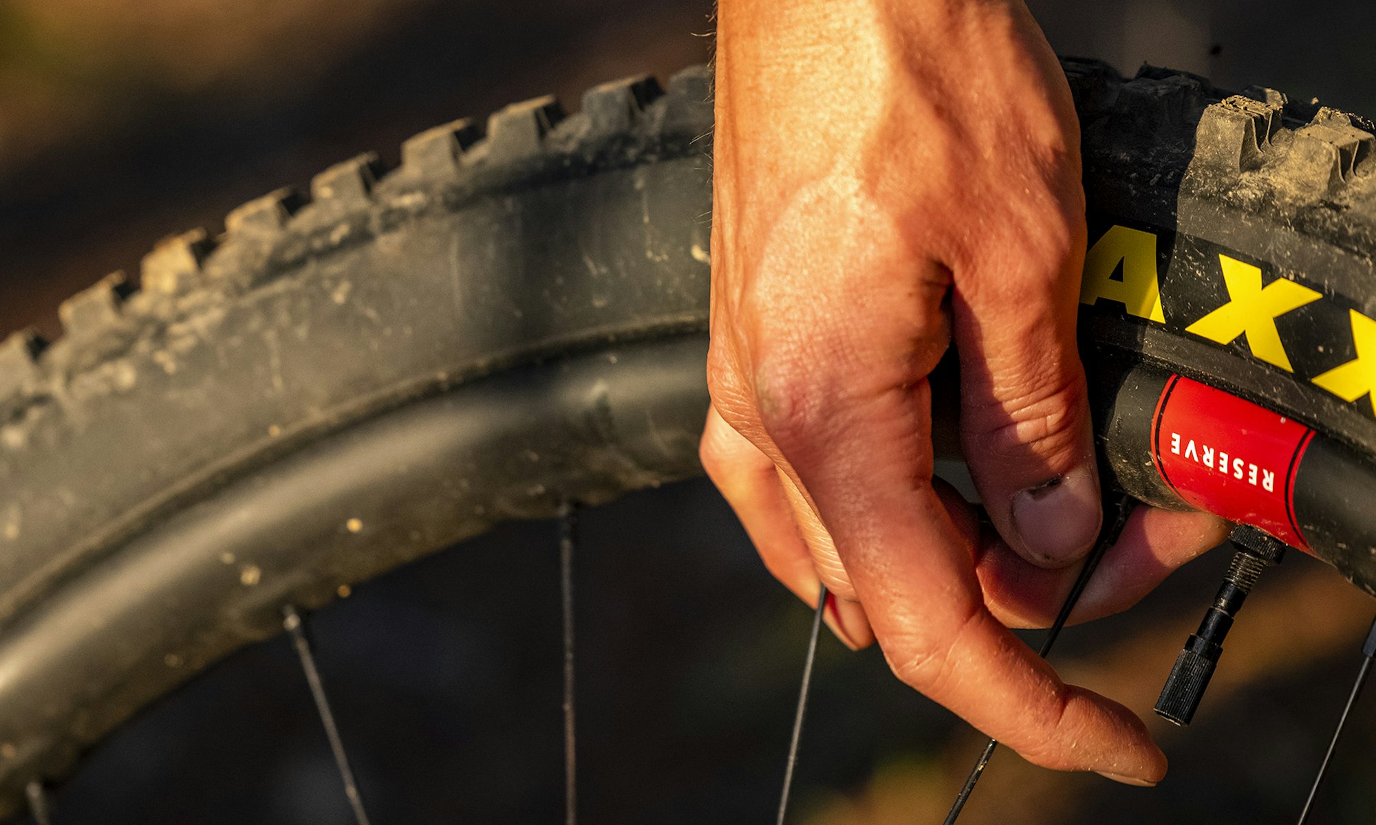 Adjusting the pressure on a Reserve Fillmore Tubeless Valve mounted to a Reserve Mountain Wheel