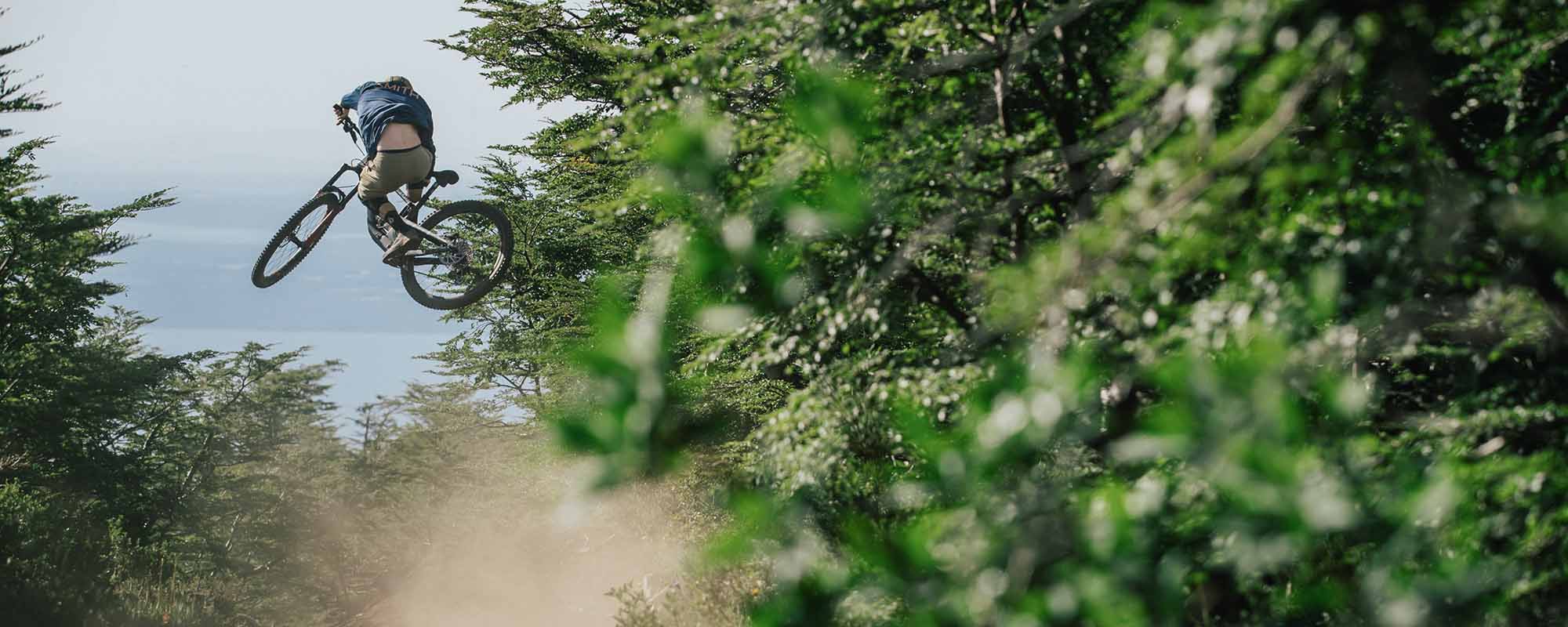 Catching air in the woods.