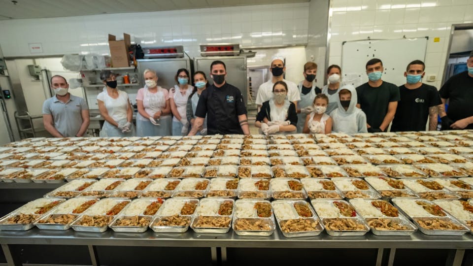 Leket Israel volunteering giving food out