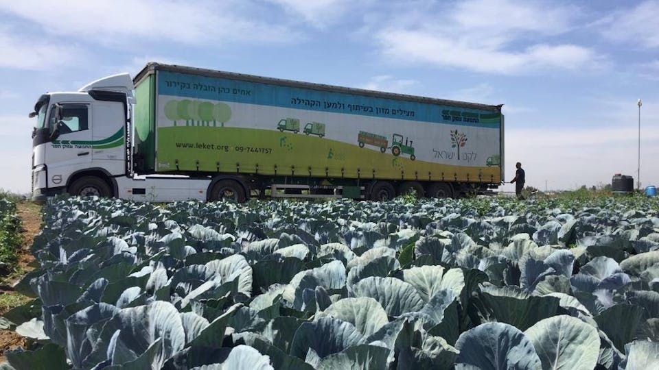 Leket Israel truck and growing plants