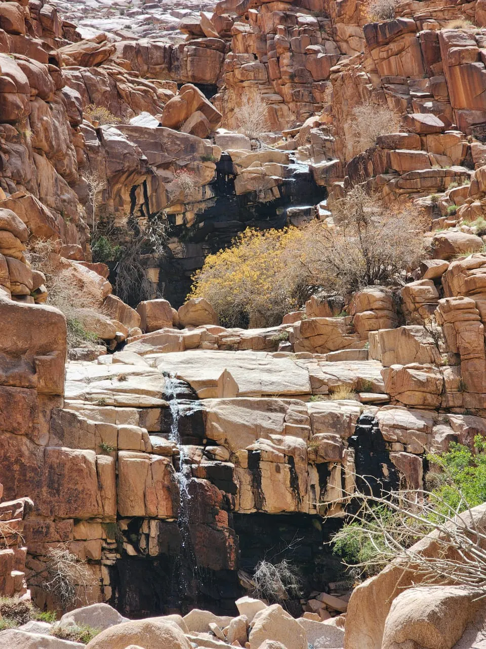 Water flowing out of the stones