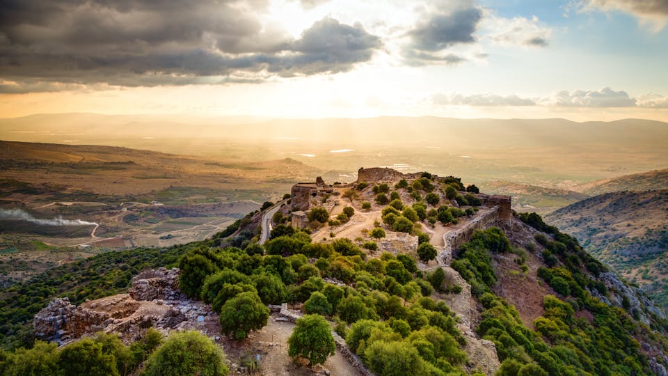 Ruins of medieval fortess Nimrod in northern Golan Heights in Israel