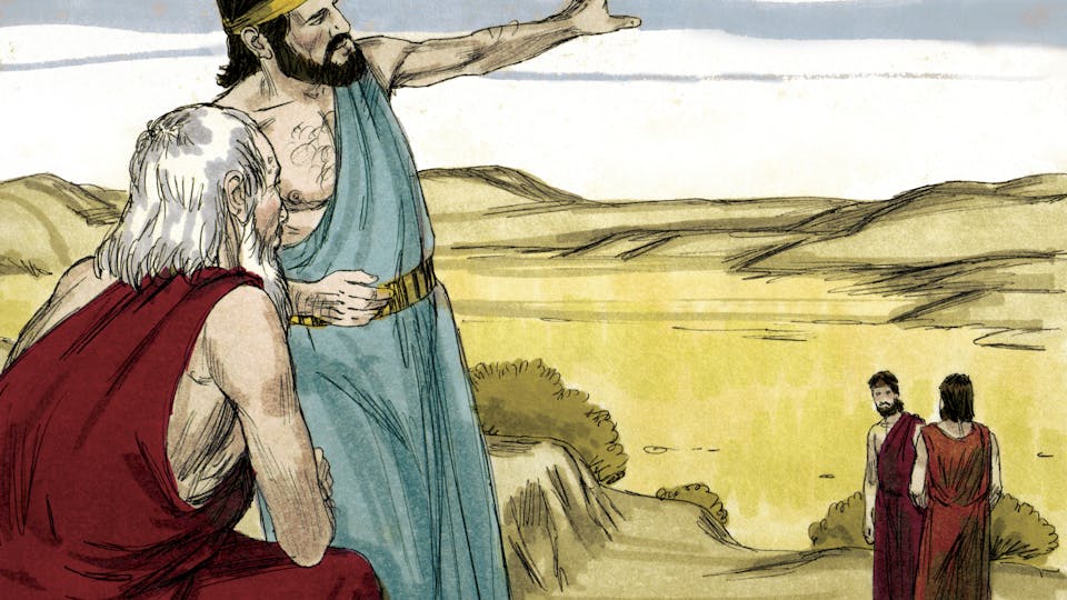 A vector image of God promising Abraham