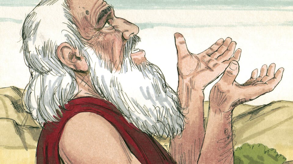 A vector image of Abraham lifting his hands
