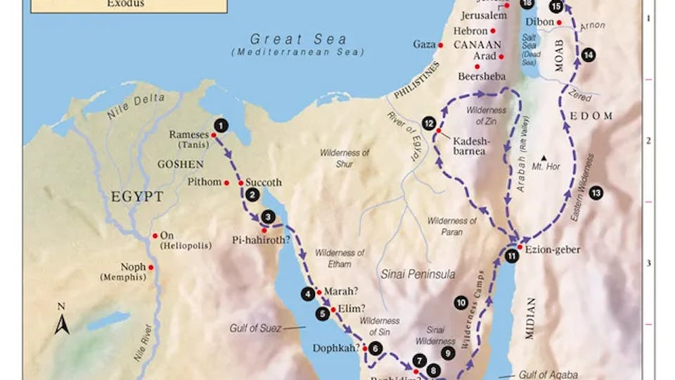 A map of Egypt to Canaan Route