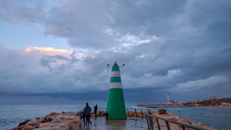 storm over the sea in Israeli winter