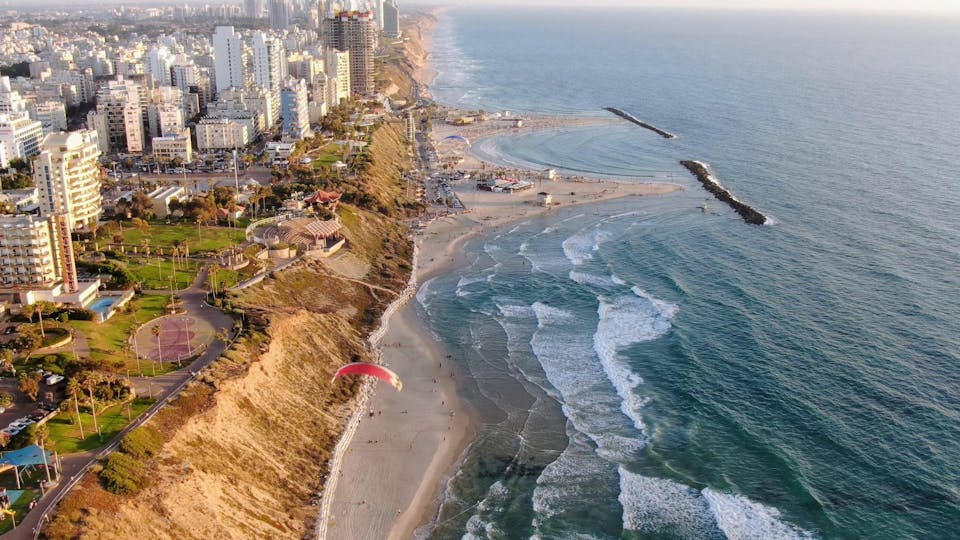 a picture of sea shore in Tel Aviv
