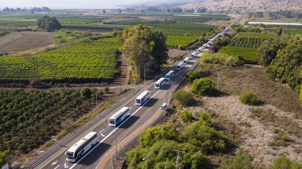 Sar-El Tours Buses on the Galilee in Israel
