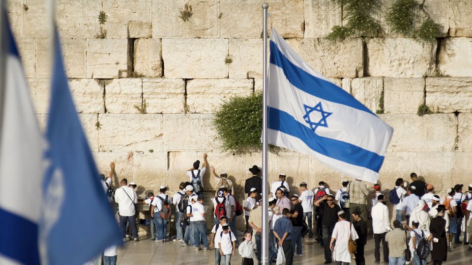 The Western wall in Jerusalem packed with people