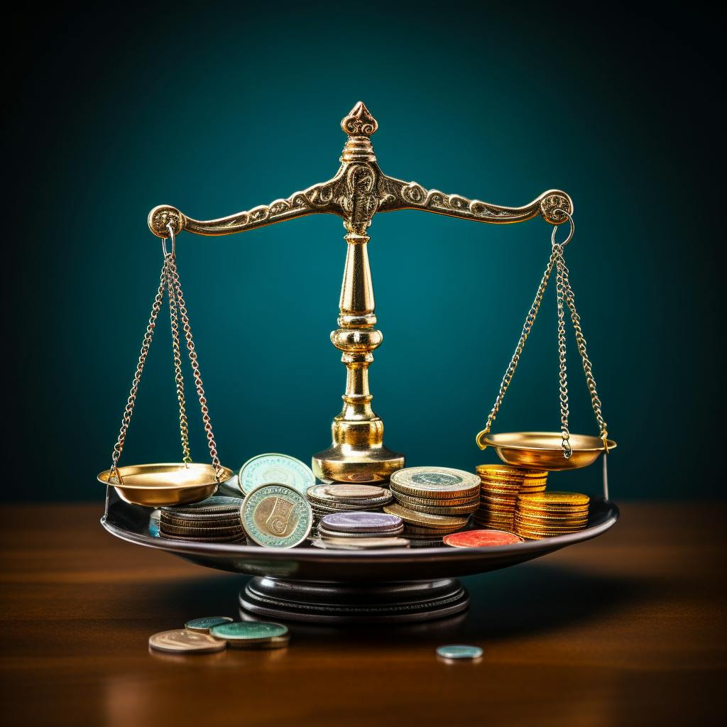 A scale balancing money