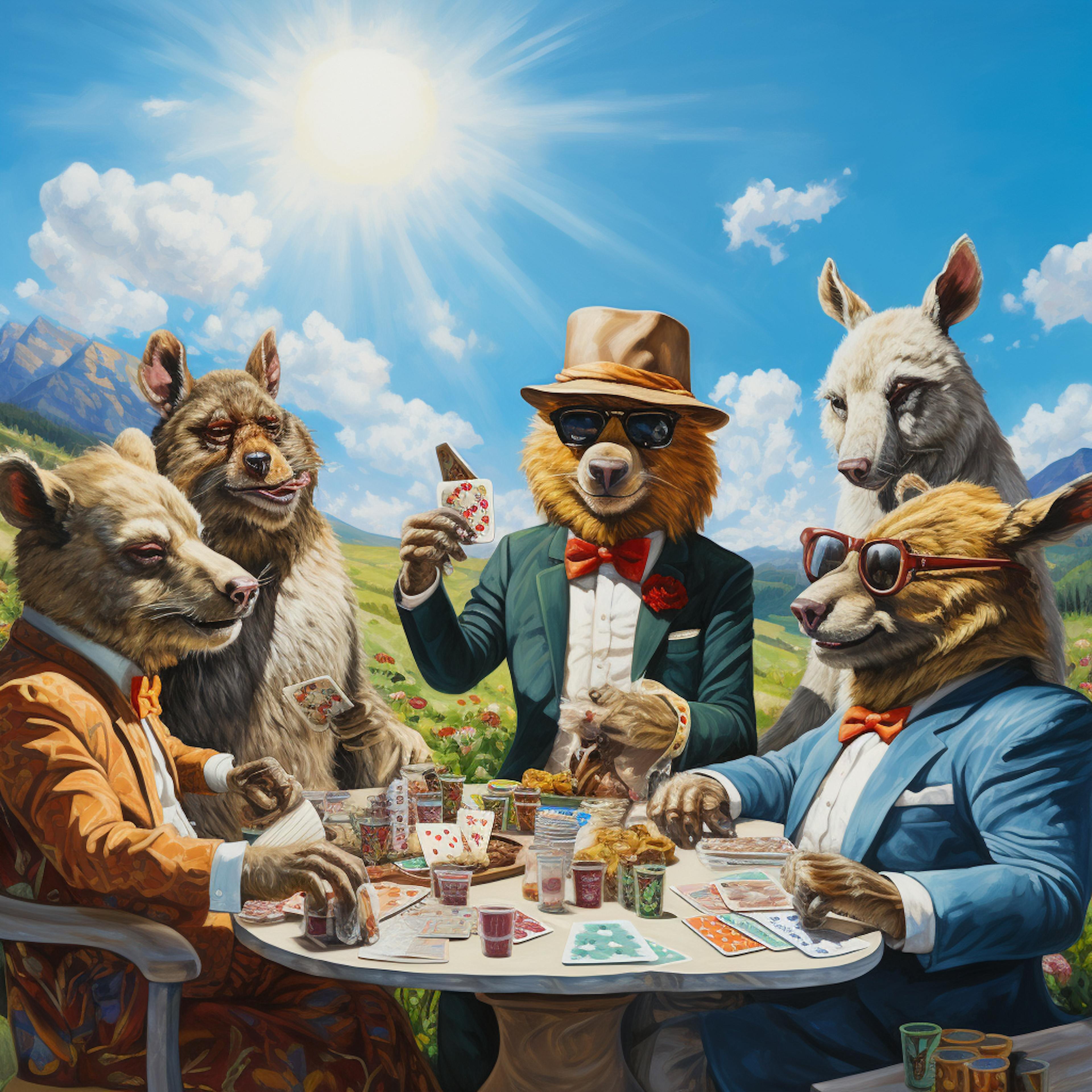 Animals playing poker