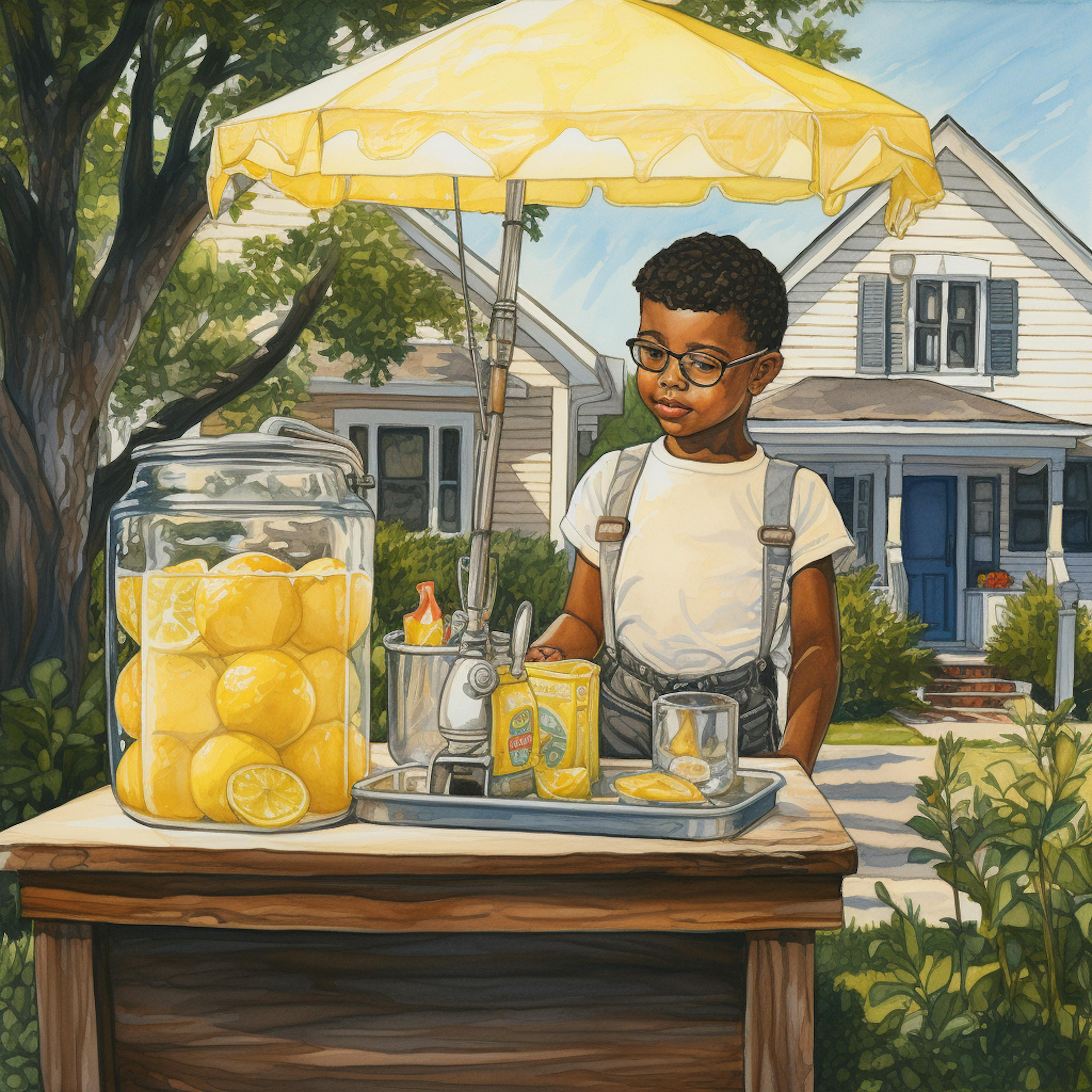 A boy at his lemonade stand