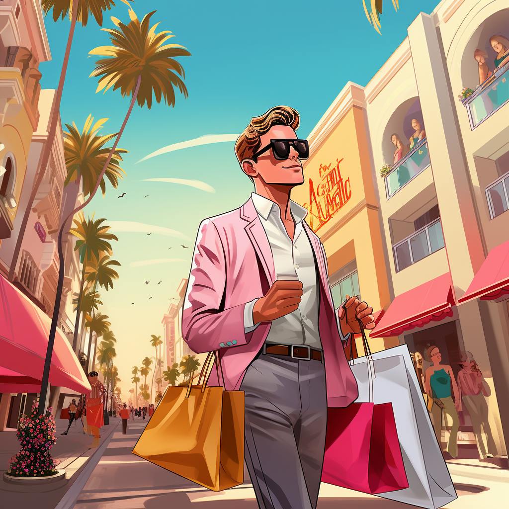 A man with shopping bags