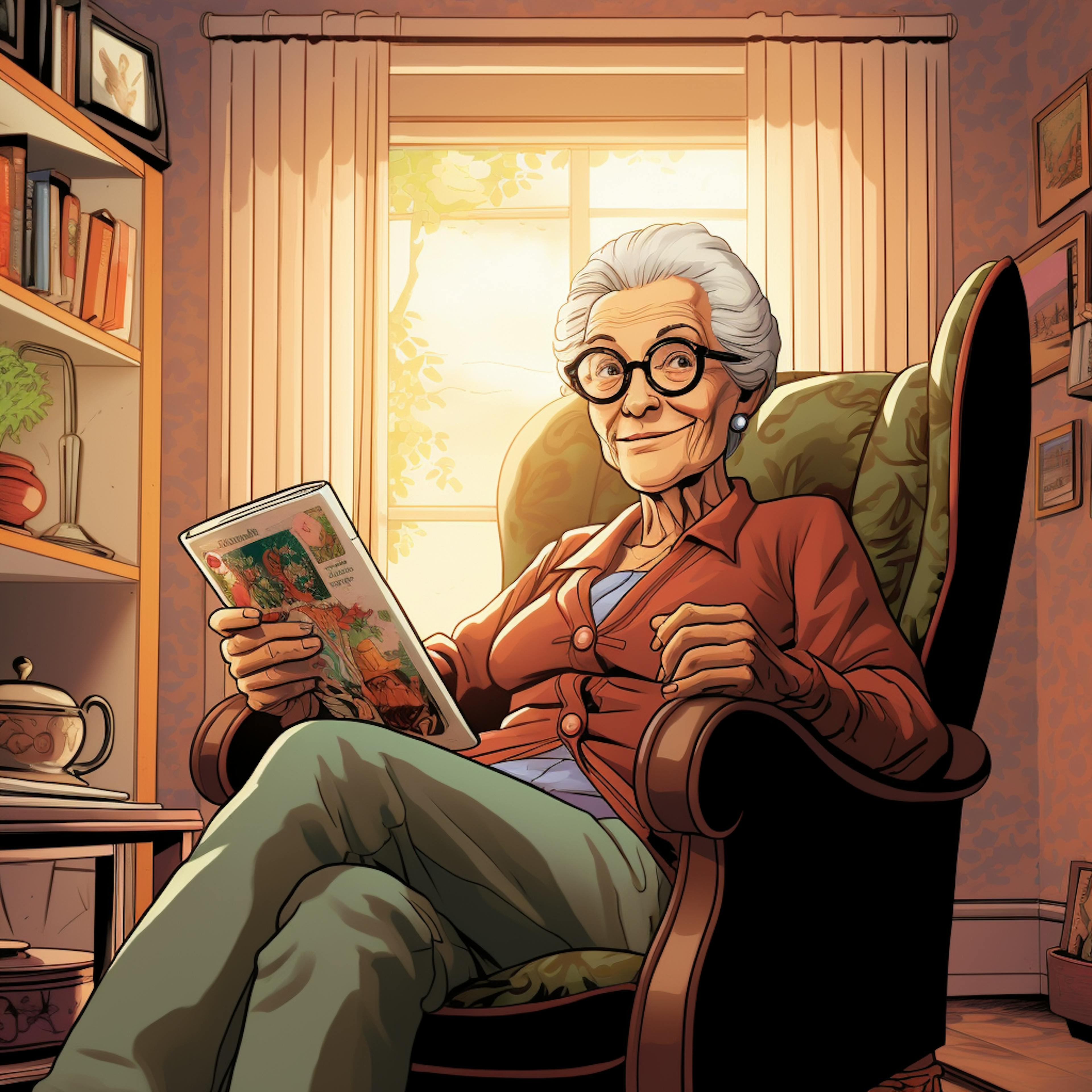 A grandmother with a book
