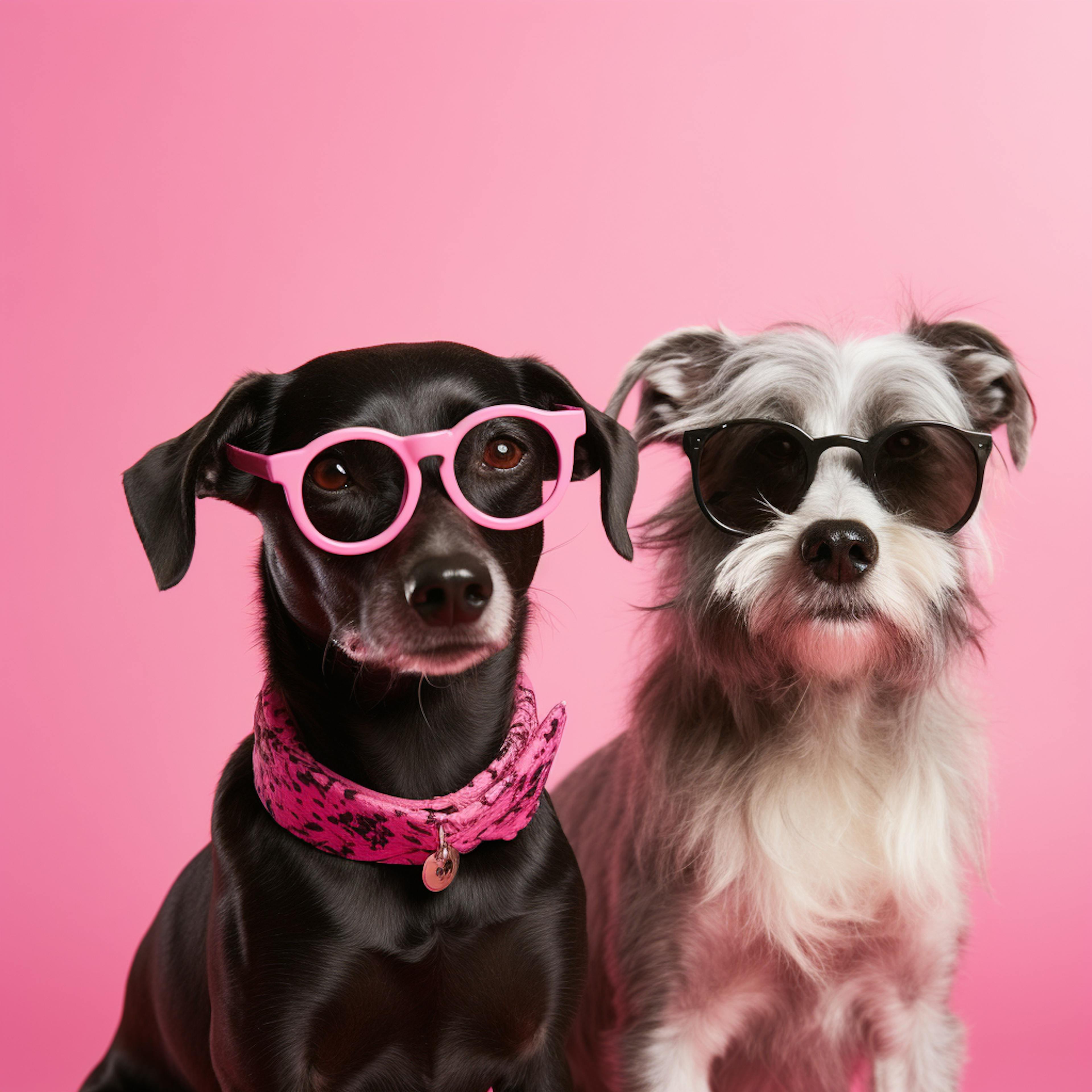 Two dogs with sunglasses 