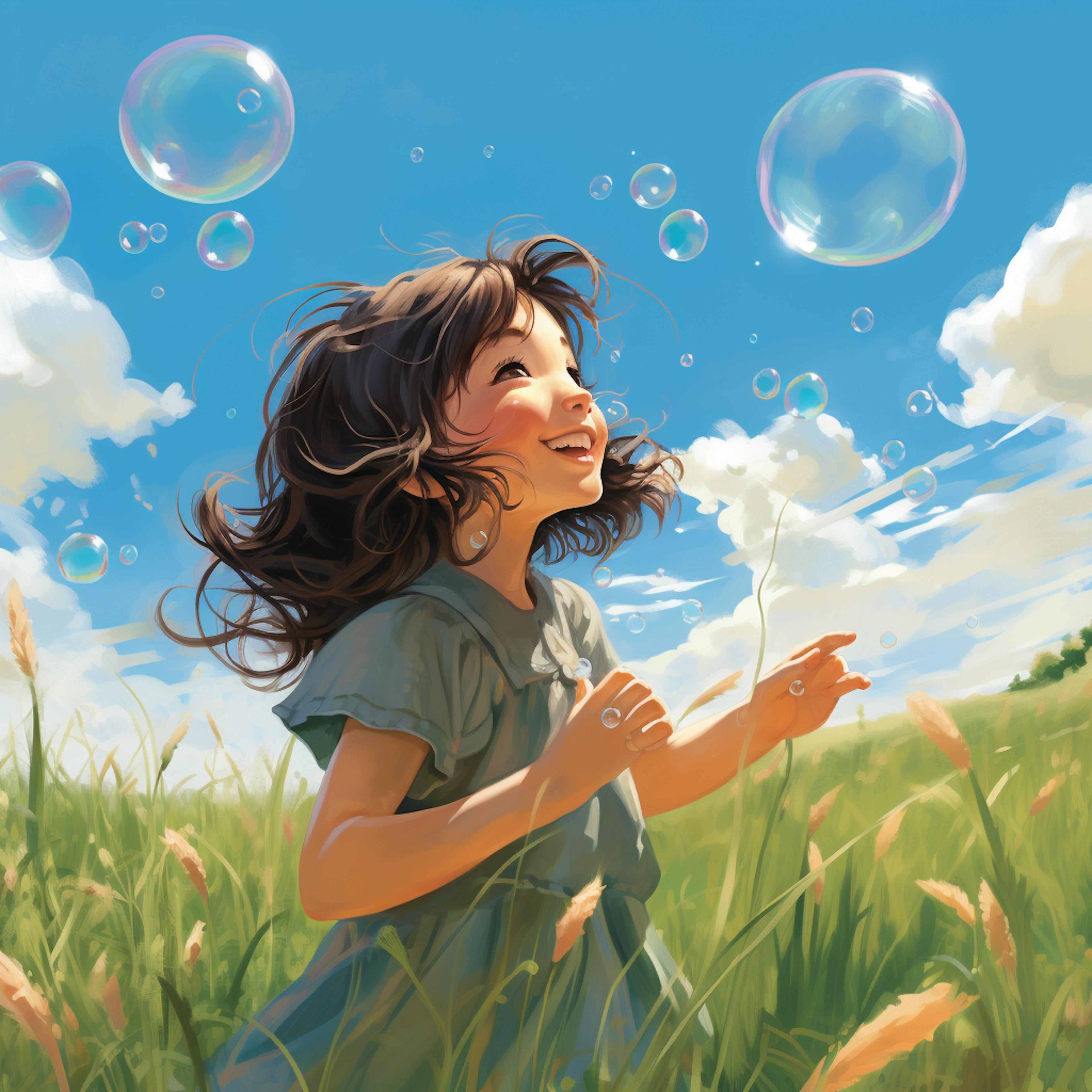 A girl with bubbles
