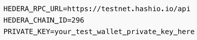Configure Hedera Testnet RPC and Private Key