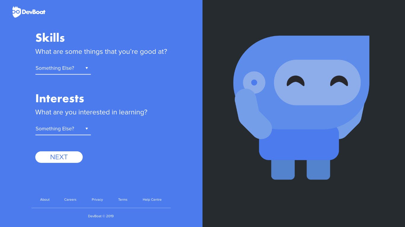 DevBoat - Skills and Interests Form