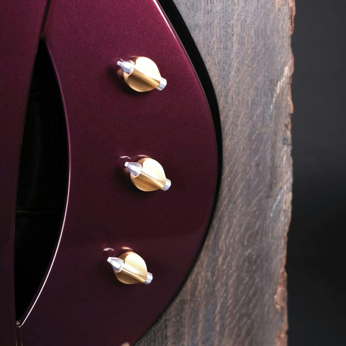 Knobs clos-eup on the Hollow-body on the Sauvage Tr3ptych guitar