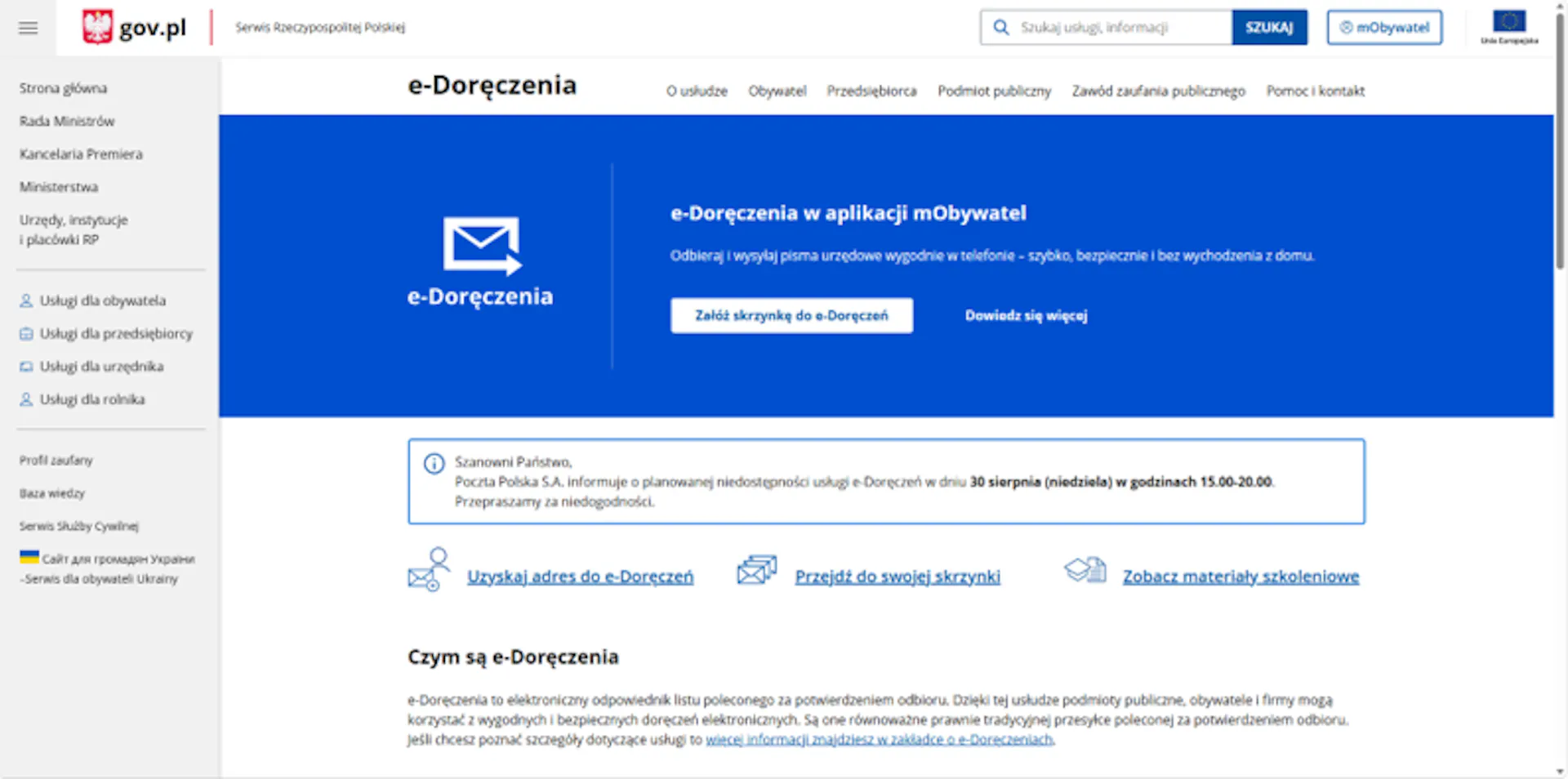 Nuoroda į e-pristatymų dėžutę.