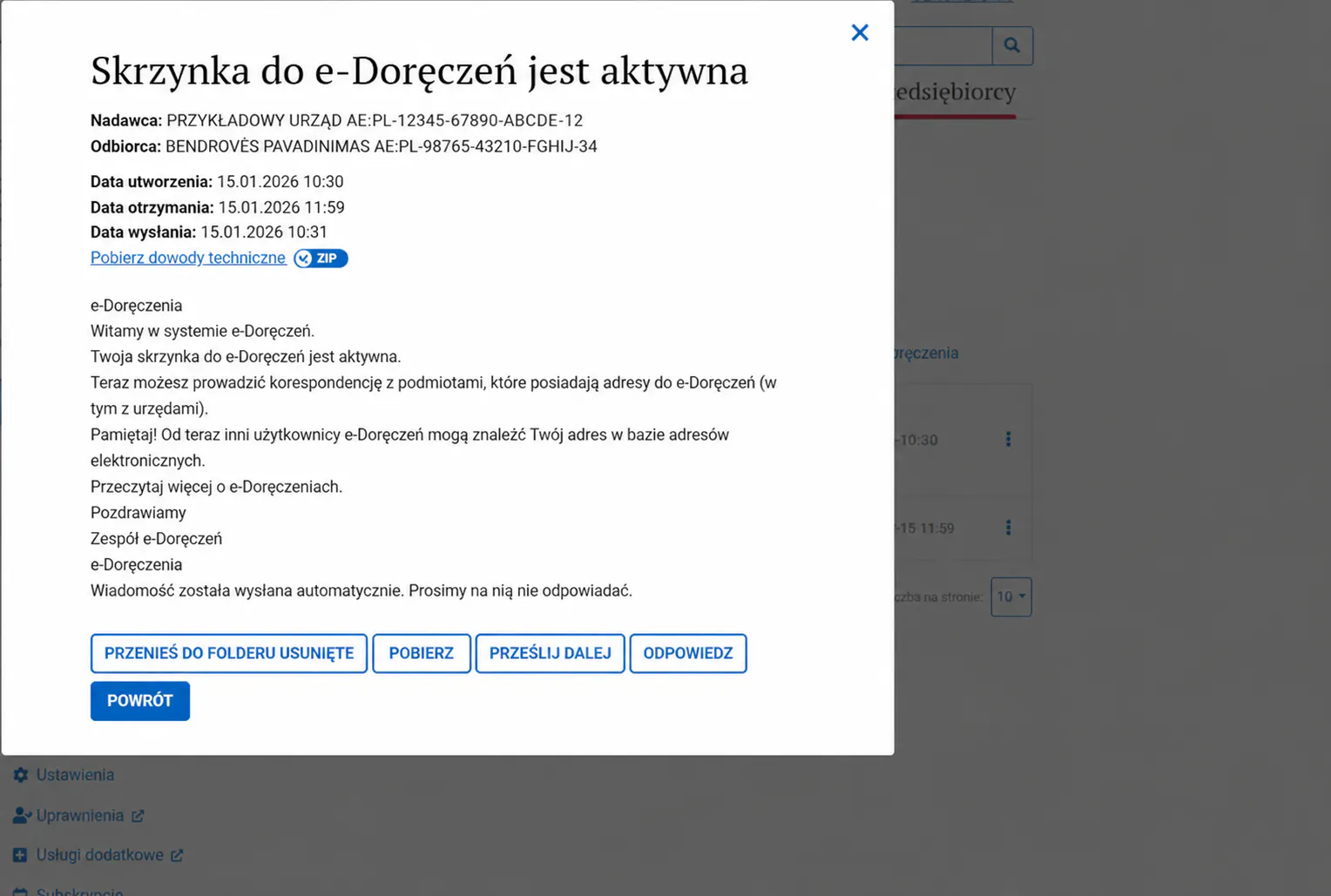 Atidarytas gautas laiškas.