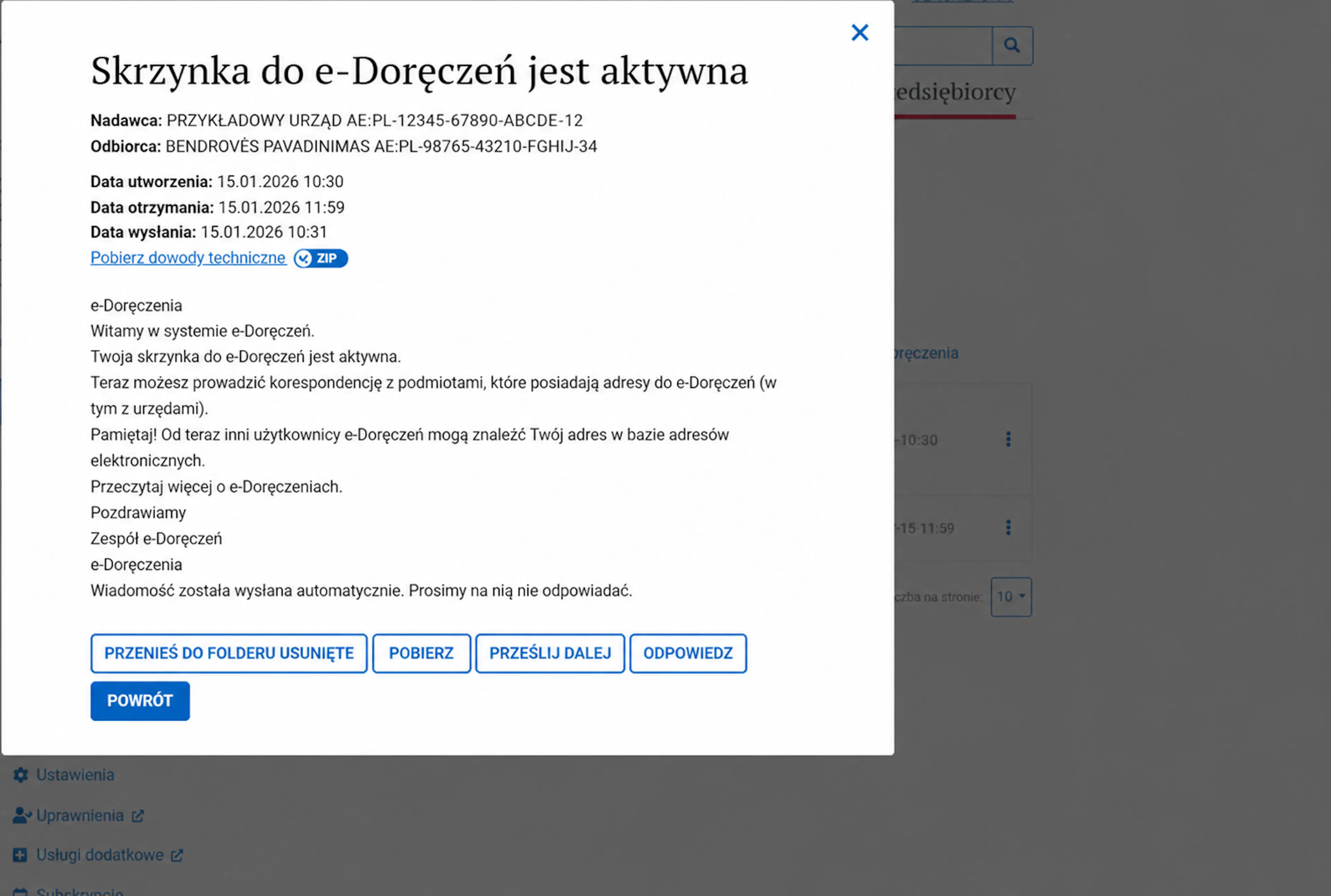 Atidarytas gautas laiškas.