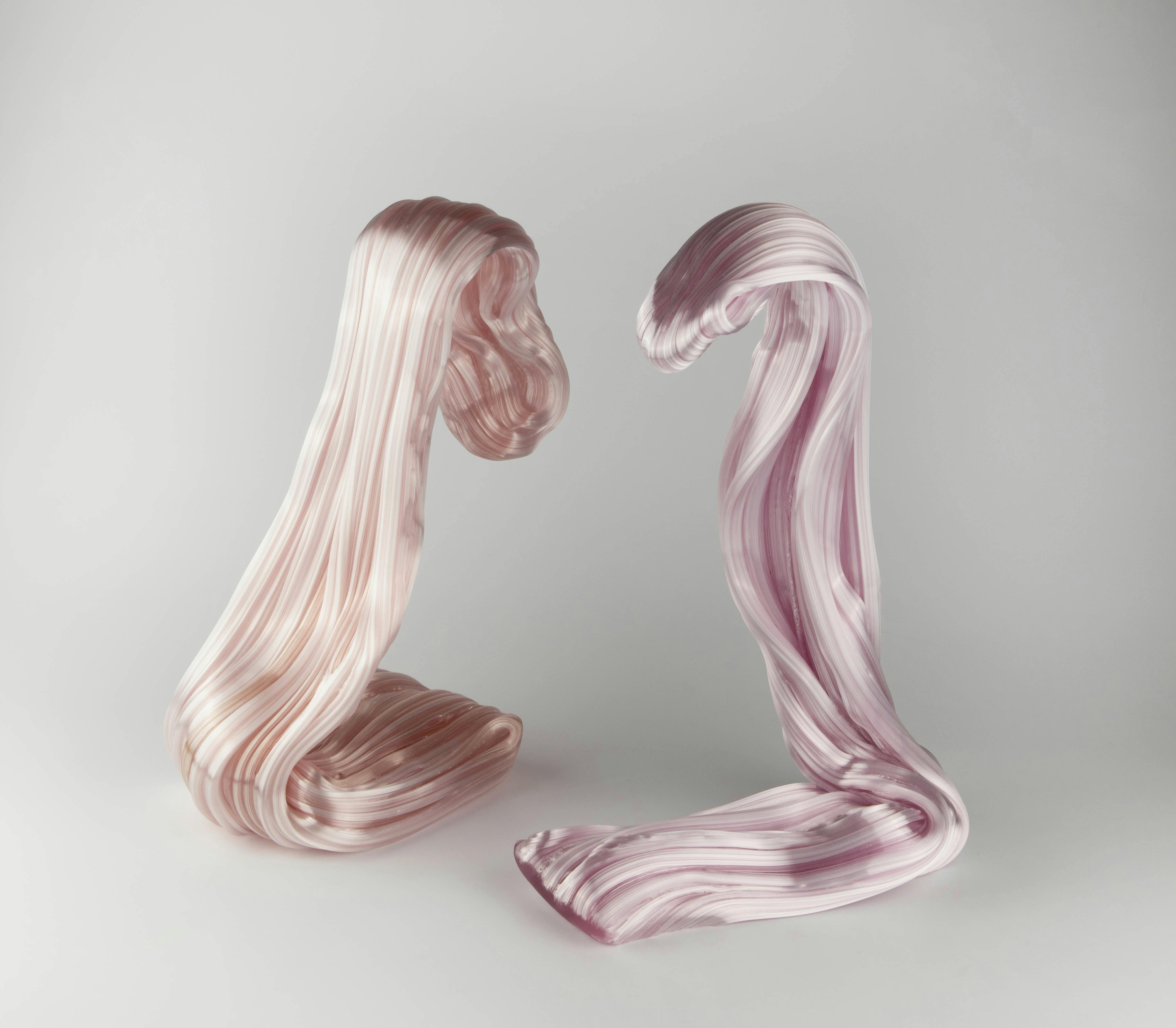 Maria Bang Espersen's rose colored glass sculptures 'Grown Rock'