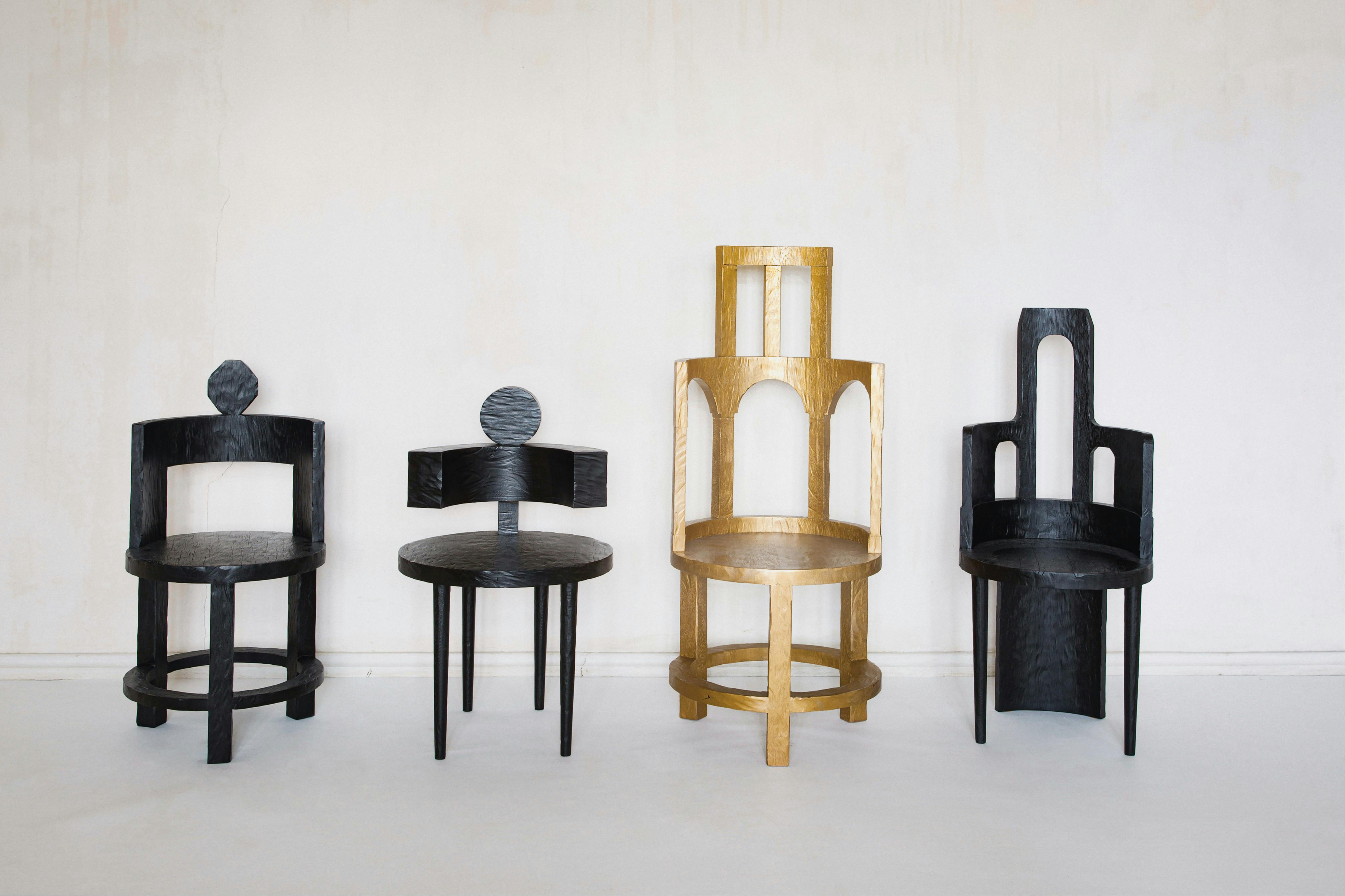 Sculptural Chairs I, II, Gold, III
