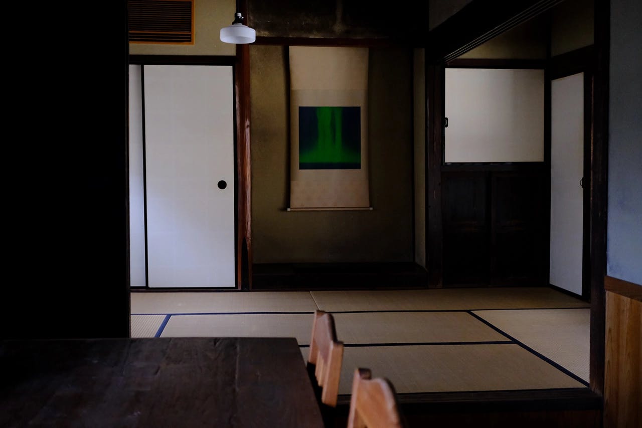 Interior in the traditional Japanese home of the Ishibashi Family which has been transformed by Japanese Artist Hiroshi Senjyu on Naoshima Island