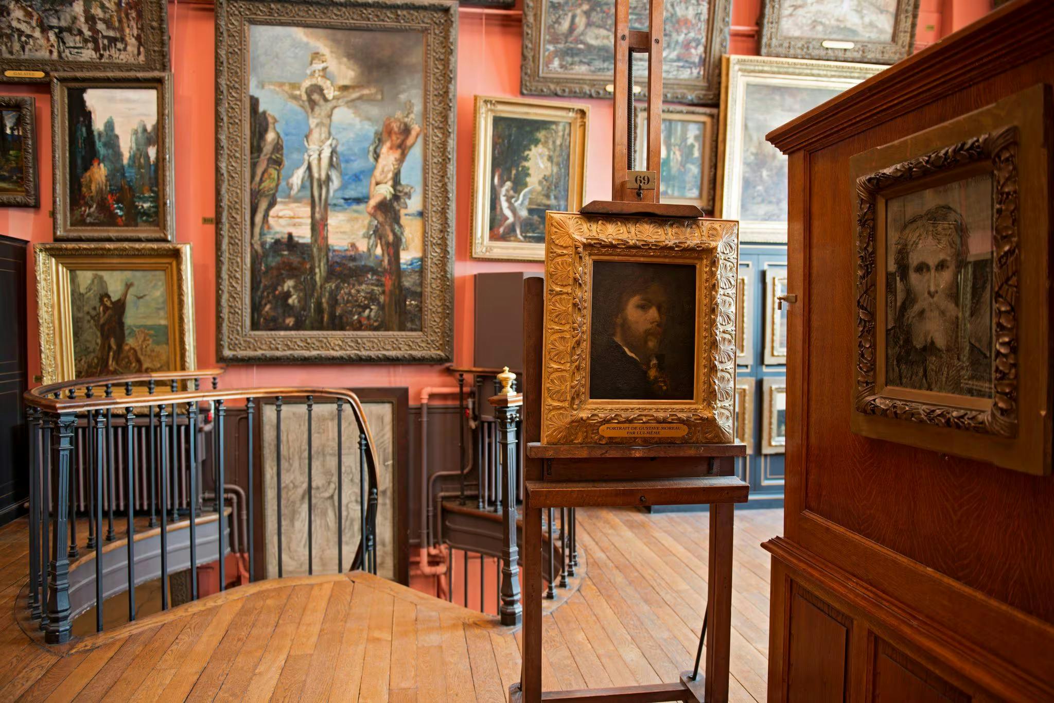 Gustave Moreau's technique involved meticulous attention to detail and a rich, vibrant palette to create highly imaginative and symbolic compositions. He often used layered glazes and fine brushwork to achieve luminous, jewel-like effects, enhancing the mystical and dreamlike quality of his paintings.