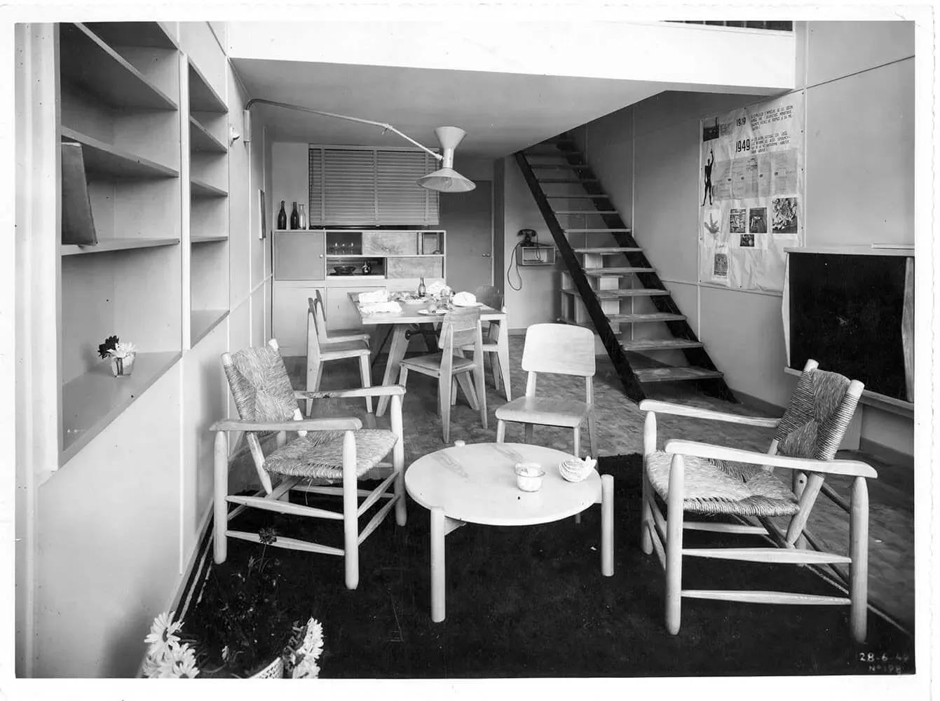 Photo of the Interior of the Duplex Apartments in the Unité d'Habitation, 1960's. 