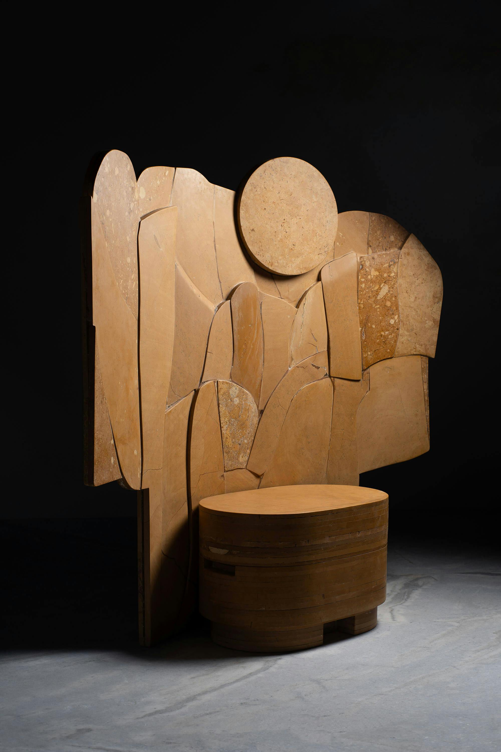 Rural Design Studio Raw Material's Collectible Furniture Design Series Khokhar Seat made with marble offcuts