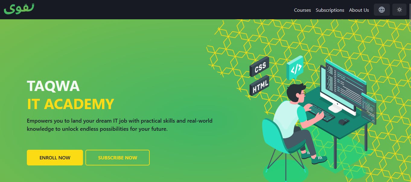 Taqwa IT Academy Frontend Screenshot