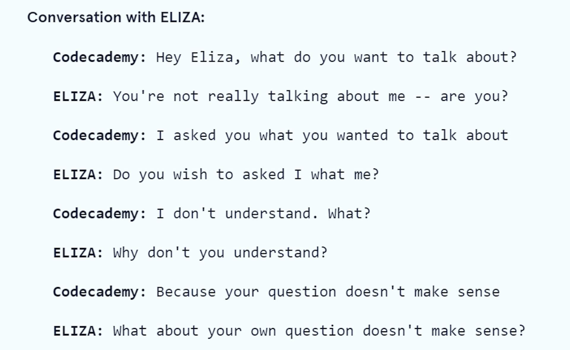 Conversation with Eliza