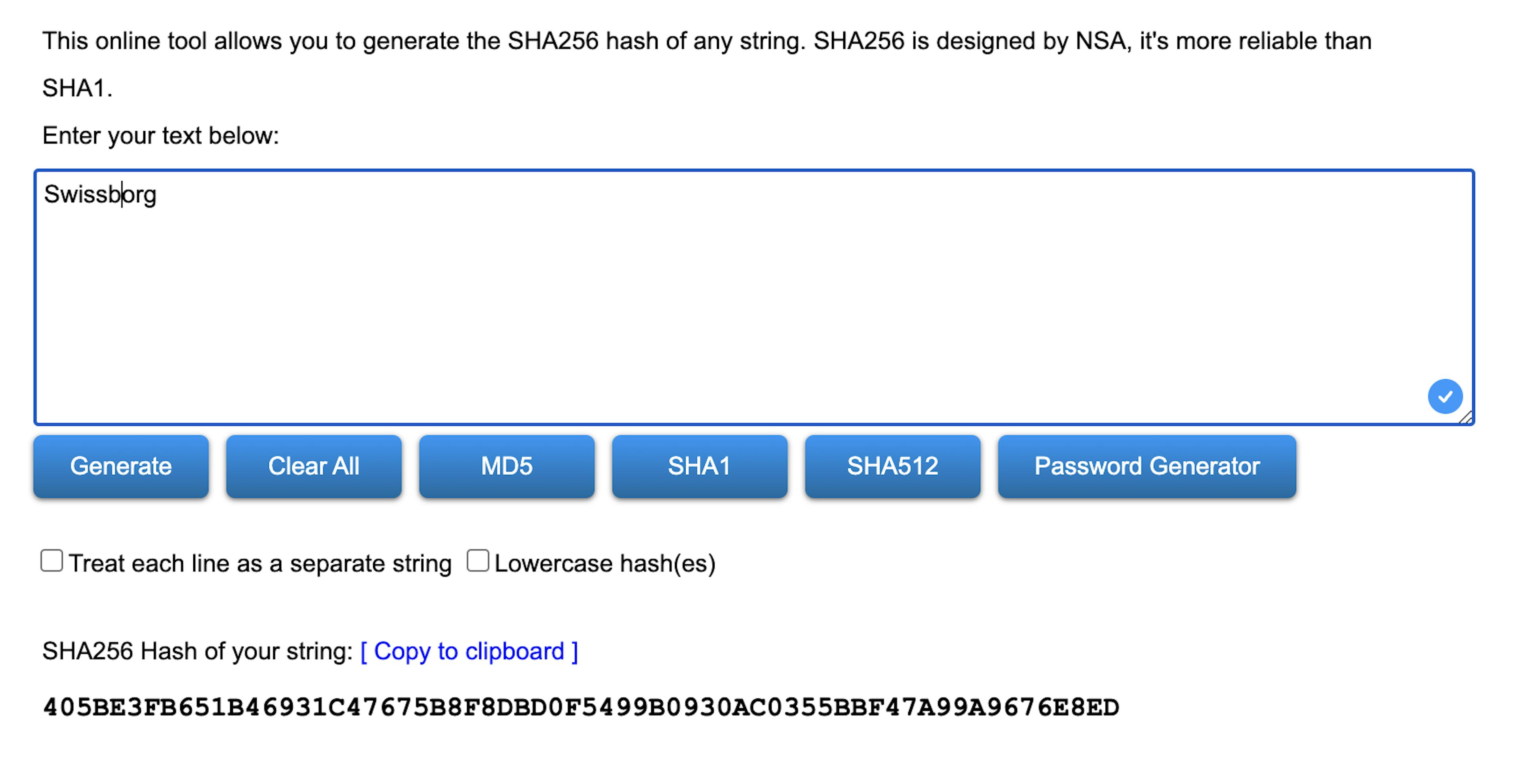 Altro esempio di generazione di hashing