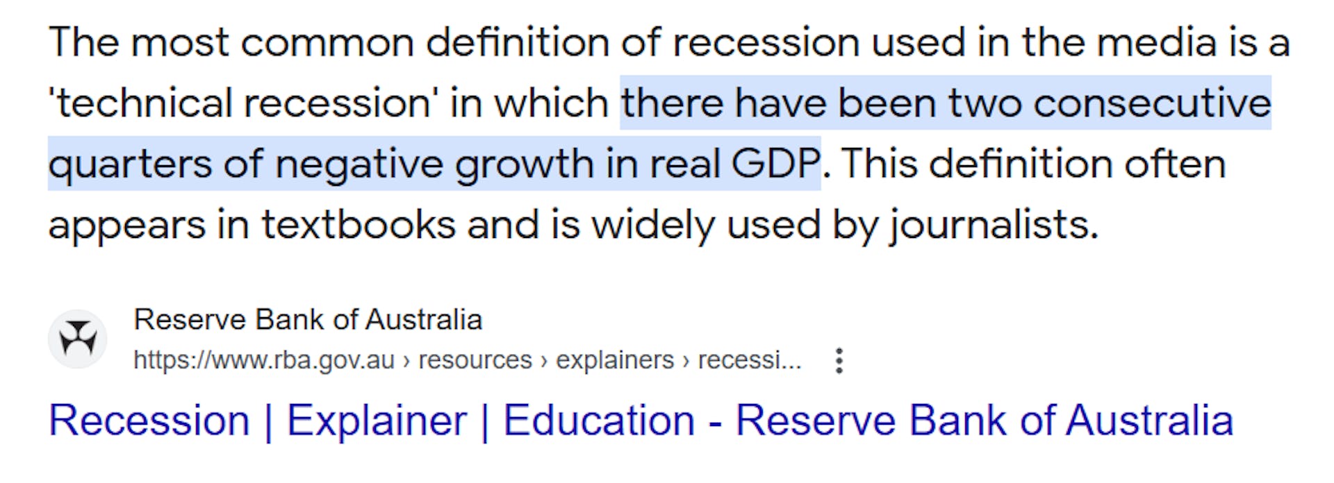 Definition of recession