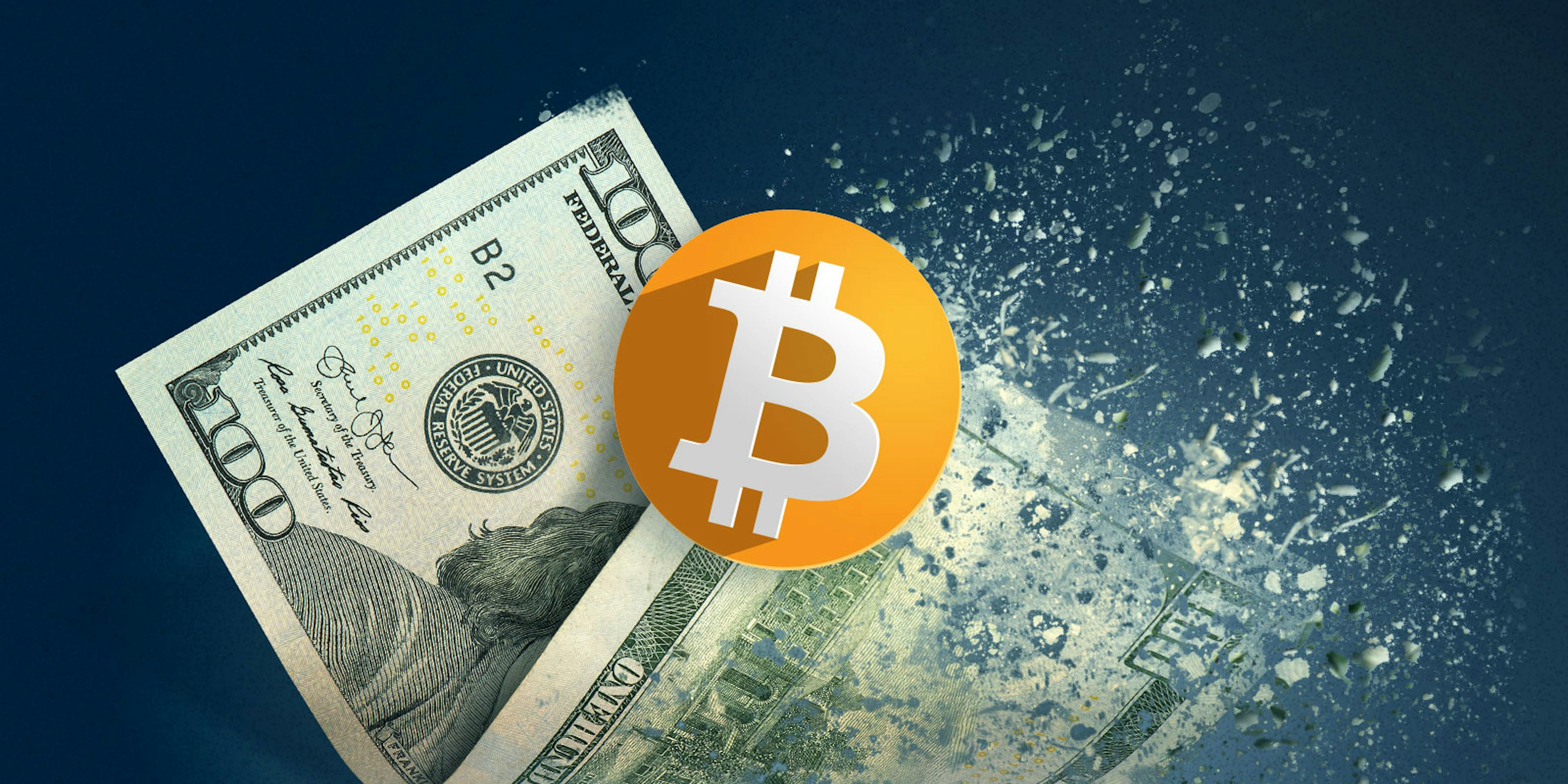 Bitcoin et dollar qui s'effrite