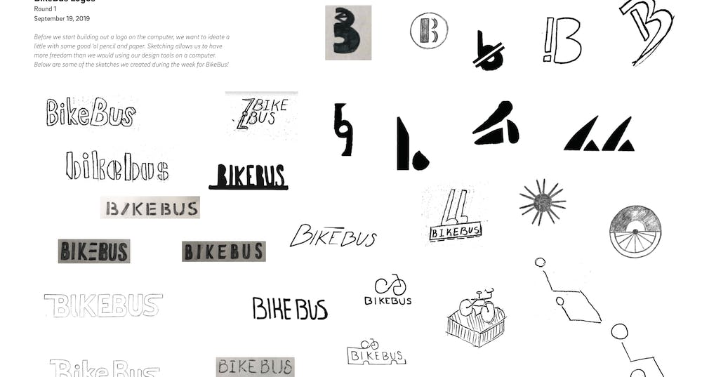  First set of hand-drawn logo sketches