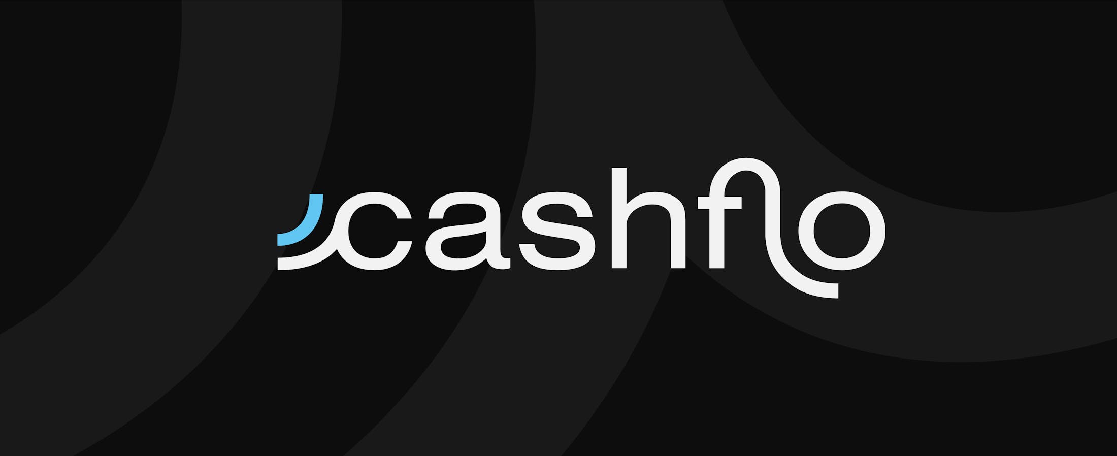Cashflo logo on black textured background.