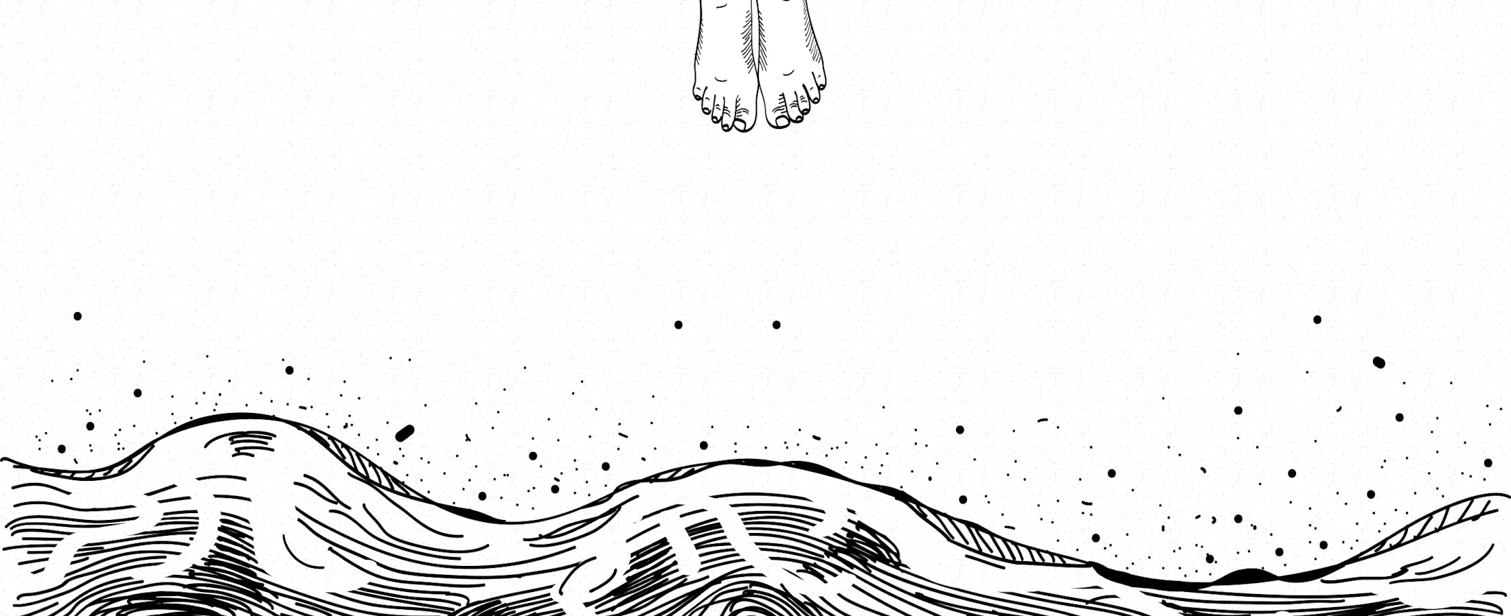Illustration of feet on a beach