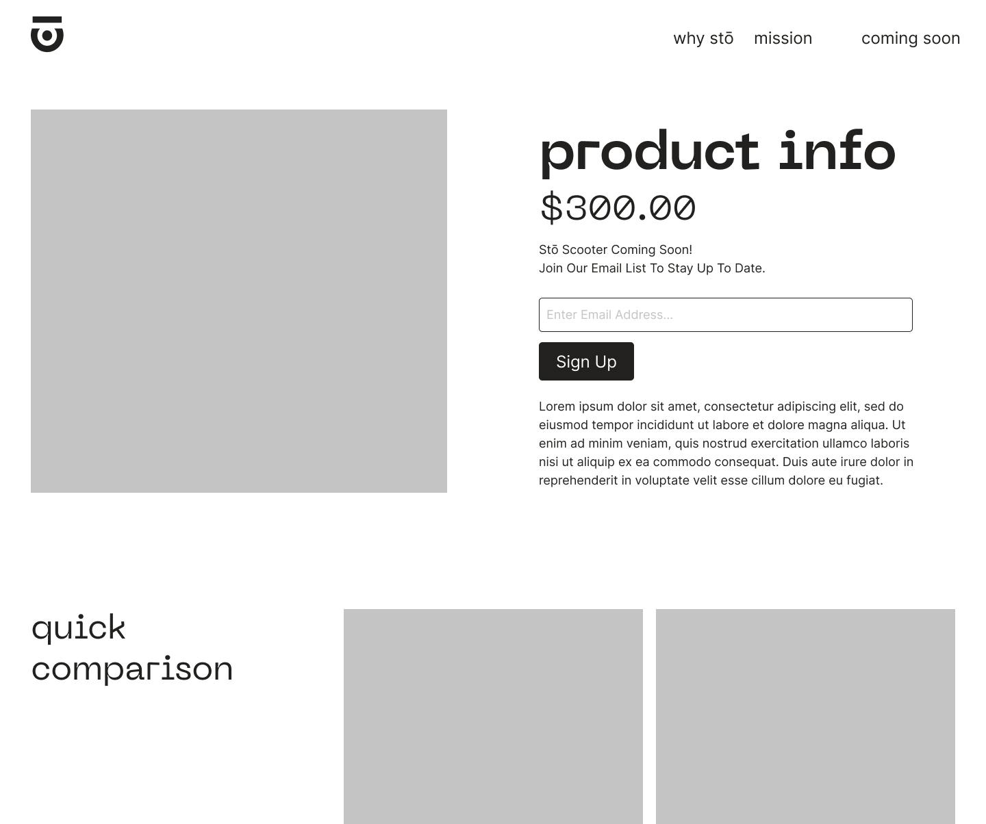 Lo-fidelity design of the product page.